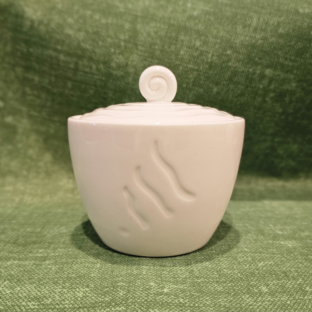 Lenox Spyro White Porcelain Sugar Bowl & Lid